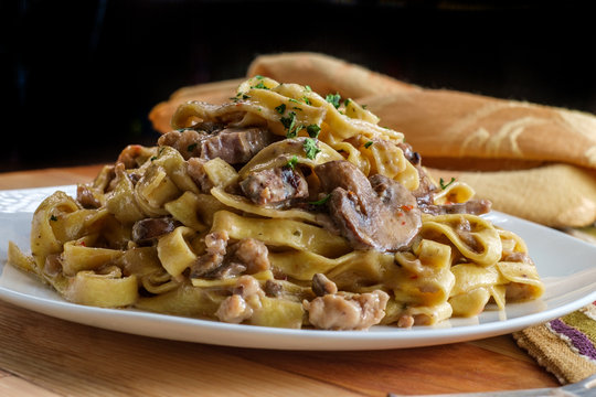 Beef Mushroom Sausage Stroganoff