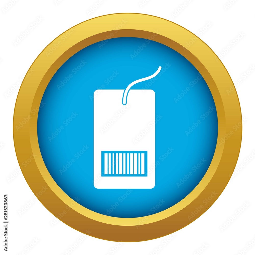 Aufkleber tag with bar code icon blue vector isolated on white background for any design