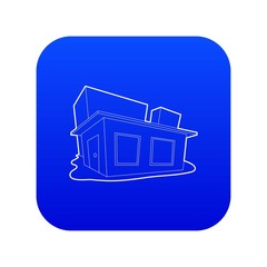 Small house icon blue vector isolated on white background
