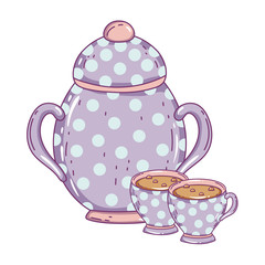 Porcelain coffee cup and sugar bowl vector design