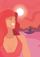 woman summer time vacations design