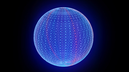 Cybernetic futuristic background. Big data visualization. Futuristic sphere of multiple points.3D rendering.