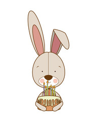 cute bunny with cake in the hand