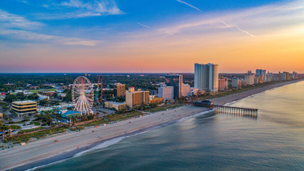 Pier in Myrtle Beach South Carolina SC Drone Aerial