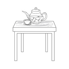 Isolated tea pot and cup design