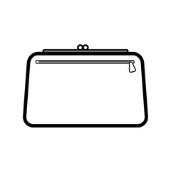 Black and white icon simple linear fashionable glamorous women's beautiful handbags, cosmetic bags, clutch bags for storing things and cosmetics. Vector illustration