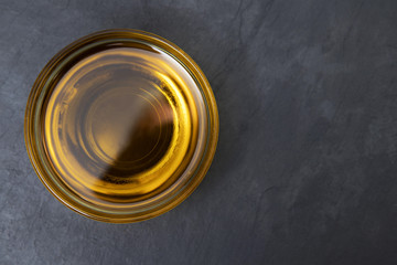 top view of bowl with olive oil