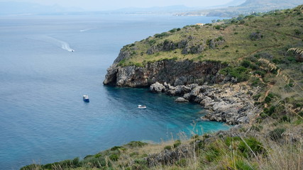 Zingaro Reserve, Province of Trapani, Sicily. This is the amazing Cala Capreria, with an incredible turquoise water.