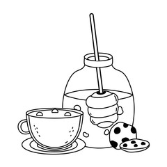 Isolated honey jar and coffee cup design