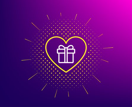 Love Gift box line icon
