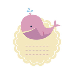 baby shower card with little whale