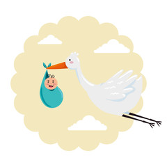 baby shower card with stork and little newborn