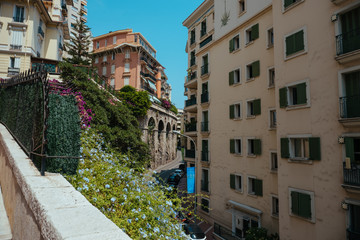 Fototapeta na wymiar Monaco city streets in sunny Monte Carlo in the south of France in Europe