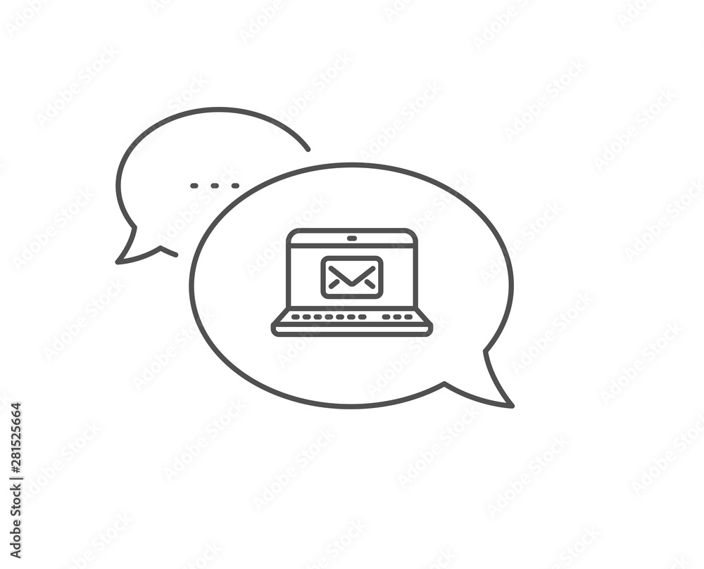 Poster e-mail line icon. chat bubble design. message correspondence sign. communication symbol. outline con