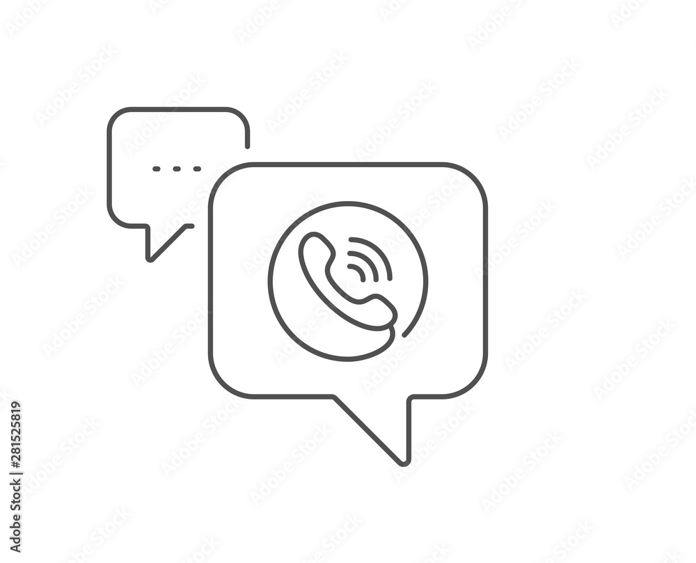 Poster call center service line icon. chat bubble design. phone support sign. feedback symbol. outline conc