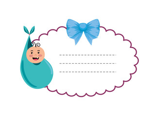 baby shower card with little newborn in bag character