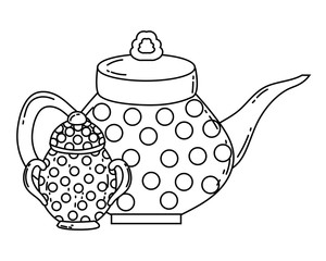 Coffee pot and sugar bowl vector design