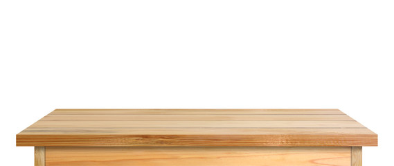 wooden table isolated on white background with clipping path