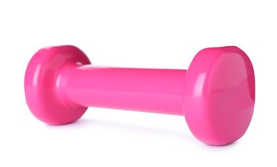 Obraz premium Color dumbbell on white background. Home fitness