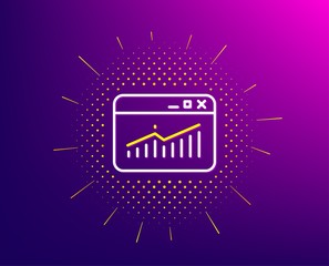 Website Traffic line icon. Halftone pattern. Report chart or Sales growth sign. Analysis and Statistics data symbol. Gradient background. Website Statistics line icon. Yellow halftone pattern. Vector