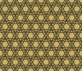 Fototapeta na wymiar Seamless kraft paper brown and black grunge arabic hexagonal construction outline pattern vector
