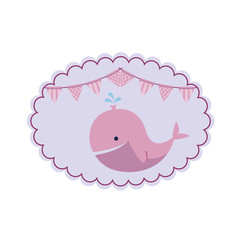 baby shower card with little whale