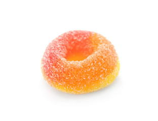 Bright delicious jelly candy on white background