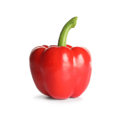 Tasty ripe red bell pepper on white background