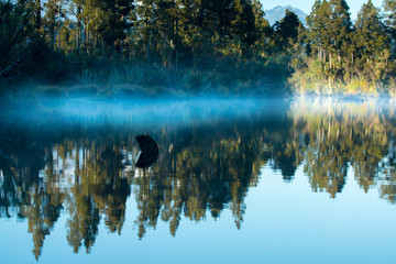 Early morning mist and fog on the lagoon