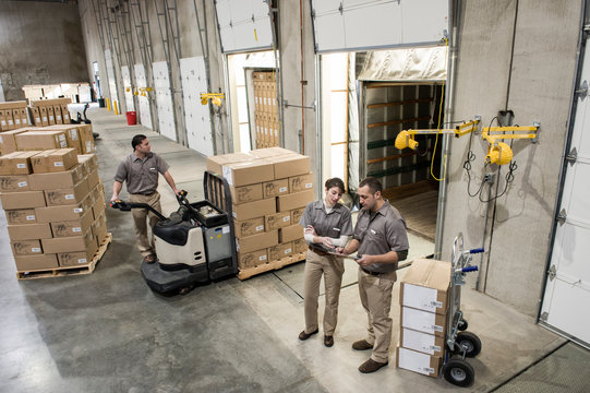 Workers working in warehouse