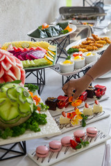 Beautifully decorated catering banquet table 