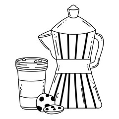 Coffee maker and glass vector design