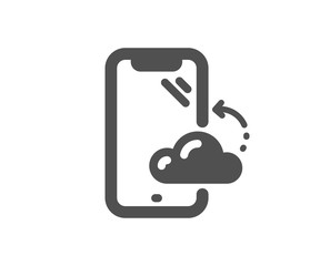 Phone backup sign. Smartphone cloud icon. Mobile device symbol. Classic flat style. Simple smartphone cloud icon. Vector