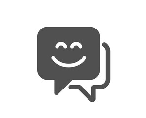 Happy emoticon chat sign. Smile face icon. Speech bubble symbol. Classic flat style. Simple smile face icon. Vector