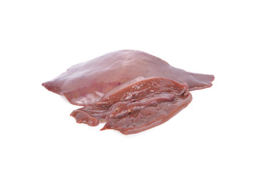 uncooked fresh liver on white background