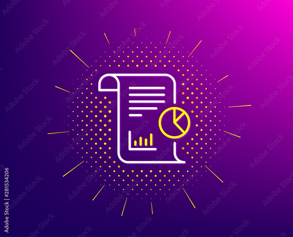 Poster report line icon. halftone pattern. business management sign. company statistics symbol. gradient ba