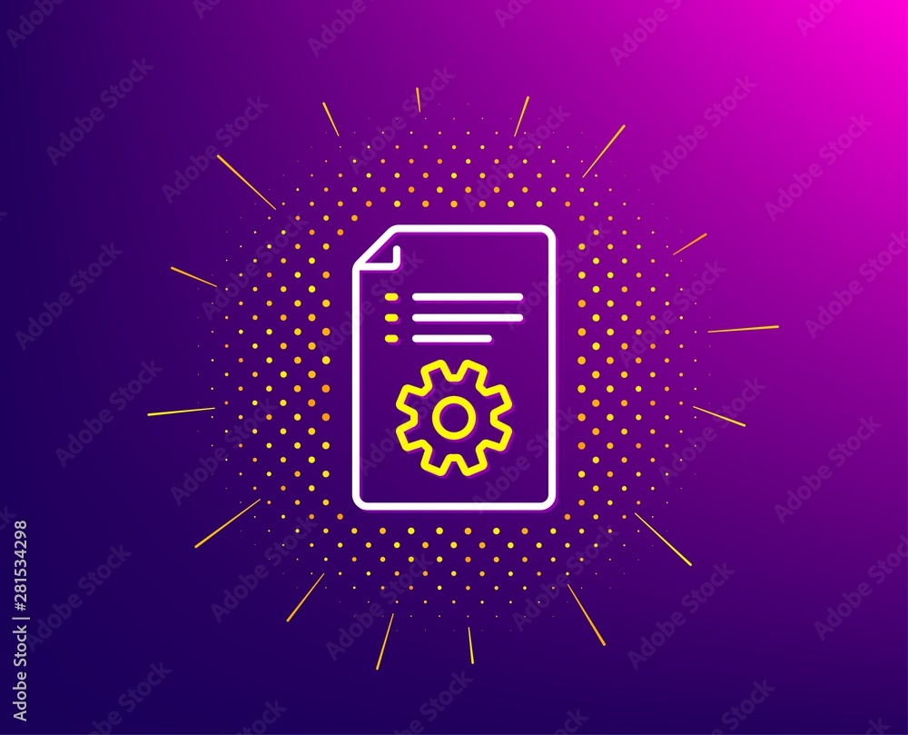 Aufkleber technical documentation line icon. halftone pattern. instruction sign. gradient background. technica