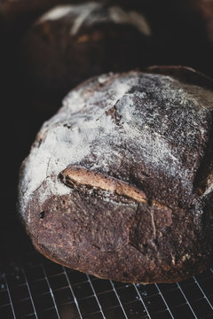 Close up of baked loaf of bread