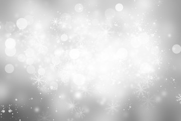 white blur abstract background. bokeh christmas blurred beautiful shiny Christmas lights. Snow background.