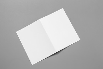 Blank portrait mock-up paper. brochure magazine isolated on gray, changeable background / white paper isolated on gray