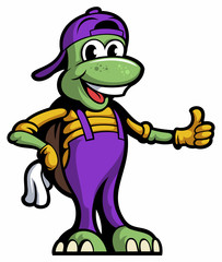 Fototapeta premium Cute, funny cartoon style sea turtle character, isolated on white background.