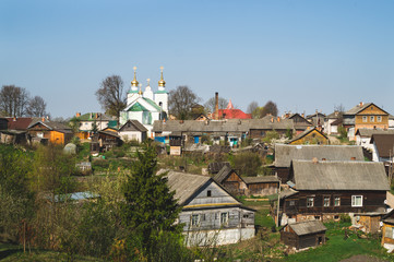 Rural landscape. countryside village with various houses