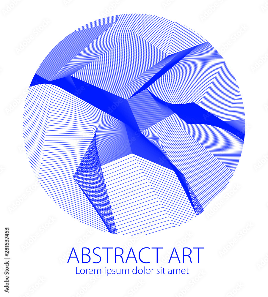 Aufkleber design artistic element of great lines surface texture in a shape of circle. vector abstract 3d pers
