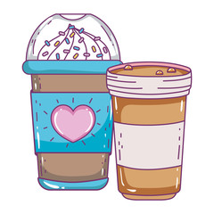 Isolated iced coffee mug and glass vector design
