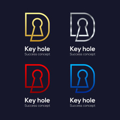 Letter D logotypes with Key hole Signs, Property and Real estate Symbols, Security and Privacy lock icons, Vector Design for your corporate identity, Business Company Success concept