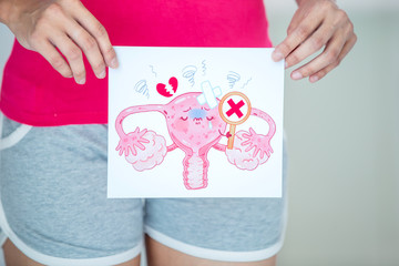 woman with cartoon womb billboard