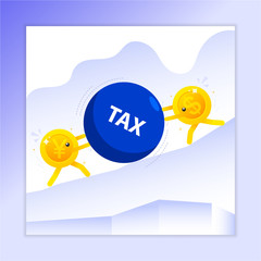 Cartoon Coins Money Character Fighting and Pushing against Tax To Uphill of US dollar currency and Chinese yuan currency symbols, Trade war and Financial war, Economy conflict between China and USA