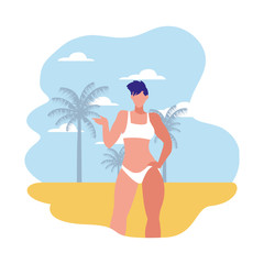 Obraz na płótnie Canvas beautiful woman with swimsuit summer time
