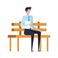 elegant businessman seated in the park chair character