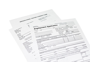 Obraz premium Employment Application with a Drug Test Consent Form